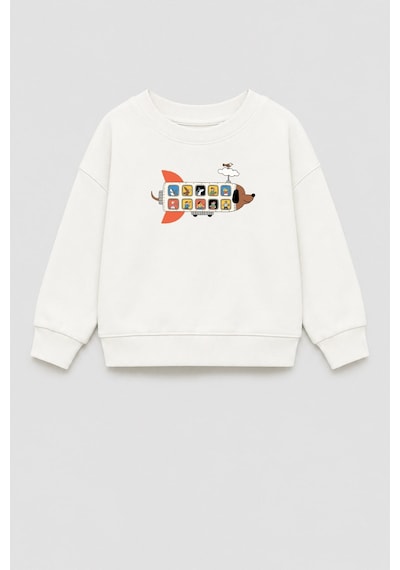 Monila Erkek Çocuk 3 İplik Kumaş Pamuklu Uçak Baskılı Sweatshirt Ekru