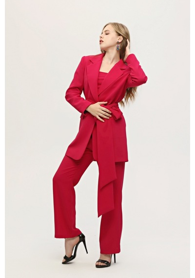Ardanewline Feminist Fuşya Crop Pantolon Ceket Üçlü Takım 0106308 12