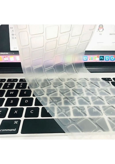 Apple Uyumlu MacBook 13' Pro Touch Bar A1706 Zore Klavye Koruyucu Transparan Buzlu Silikon Ped