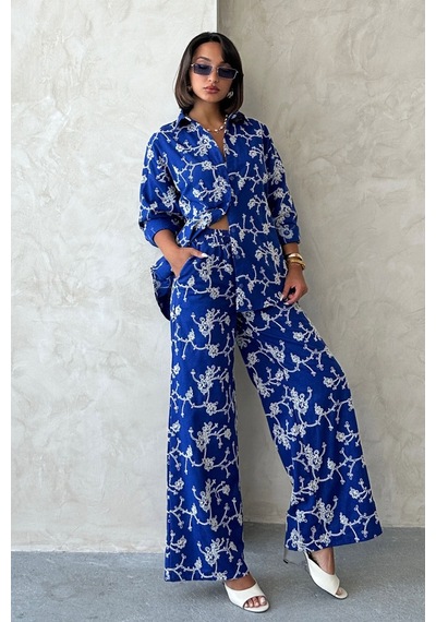 Verymoda Süzüne Nakışlı Pantolon F1927 Saks