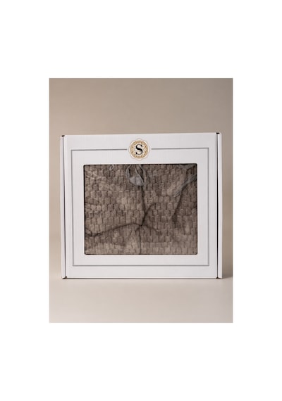 Çift Kişilik Soft Battaniye 220x240 Cm Kutulu Lüks Kabartmalı Yumuşak Dokulu Battaniye Antrasit