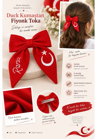 Puncho Nakışlı Fiyonk Toka Kırmızı