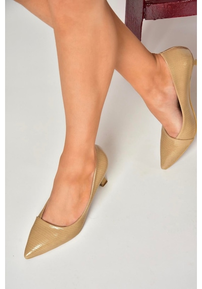Fox Shoes U676030008 Ten Rugan Alçak Topuklu Kadın Ayakkabı Ten