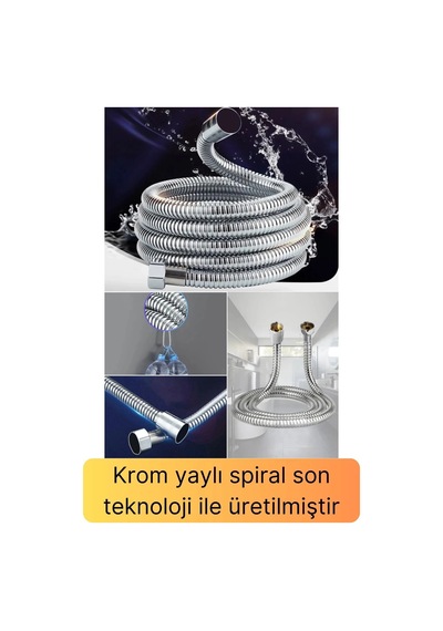 Lüks Paslanmaz Krom Kırılmaz Çatlamaz Tüm Duş Sistemleriyle Uyumlu Uzayan Spiral Hortum Örgü 2,2 Mt Çok Renkli