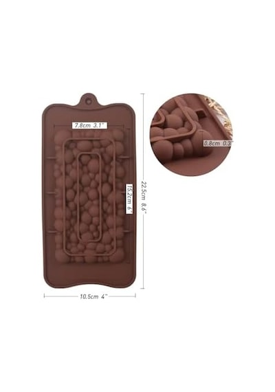 106- Siliko World Silikon Çikolata Bar Kalıpları, Ev Yapımı Çikolata Protein Ve Enerji Bar Kalıpları, Kahverengi