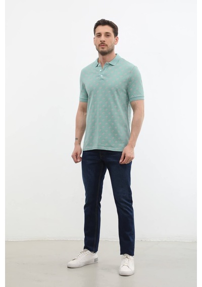 Markapia Erkek Polo Yaka Ağaç Desenli Pamuk Tişört 001 Beyaz 2xl