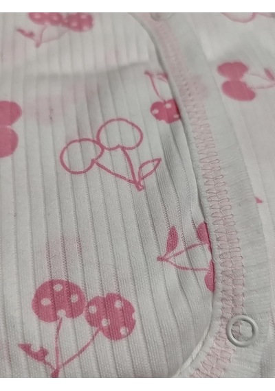 %100 Pamuklu 5 Parça Kiraz Desenli Hastane Çıkışı Seti Bebek Zıbın Takımı, Şapka, Önlük, Eldiven Çok Renkli