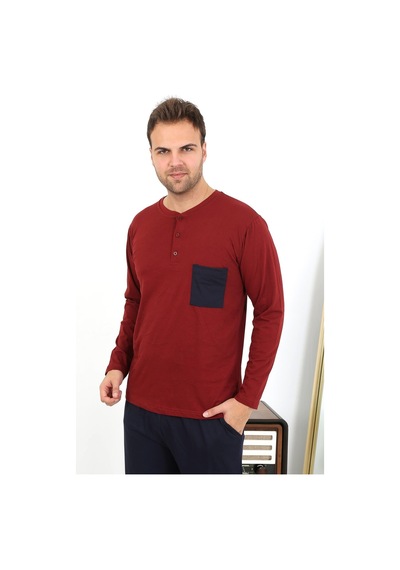Akbeniz Erkek Uzun Kol Penye Bordo Pijama Takımı 6861 Bordo