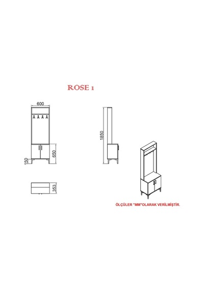 Kalenderdekor1 Kalender Dekor Rose-1 Rs01 Portmanto Vestiyer Ayakkabılık