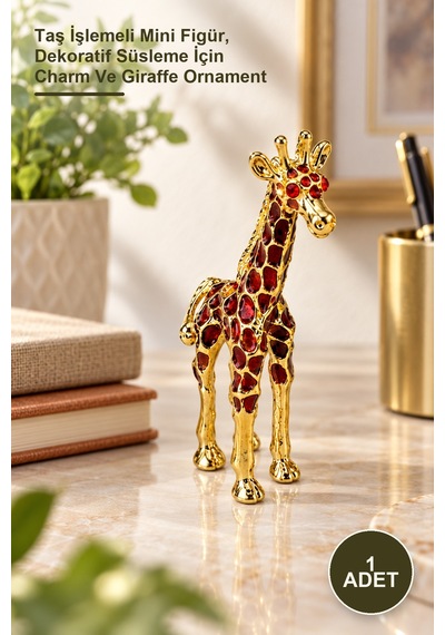 1 Adet Taşlı Zürafa Aksesuarı Taş İşlemeli Mini Figür, Dekoratif Süsleme İçin Charm Ve Giraffe Ornament