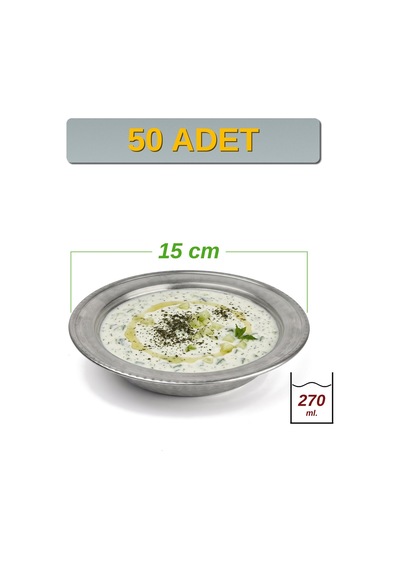 Binbir Trend 15 Cm Yanaklı Krom Çelik Cacık Ve Çorba Kasesi 270 Ml Lokanta, Restoran Ve Ev Tipi Kase -kase1511 50 Adet