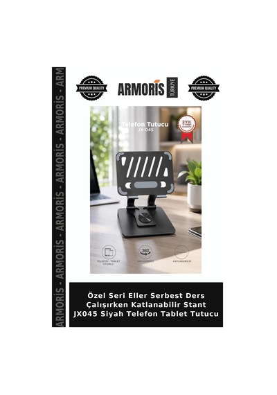 Özel Seri Eller Serbest Ders Çalışırken Katlanabilir Stant Jx045 Siyah Telefon Tablet Tutucu Diğer