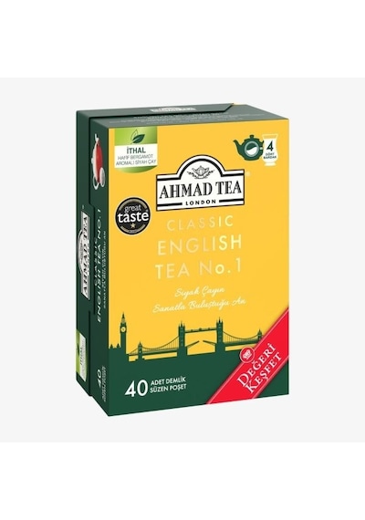 Ahmad Tea 40'lı Klasik English Tea No.1 Demlik Poşet Çay 80 G