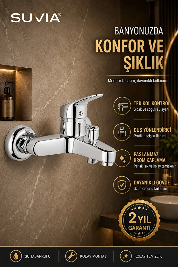 Duş Seti Banyo Bataryası Yağmurlama Duş Sistemi Fonksiyonlu El Duşu Pirinç Yönlendiricili Krom