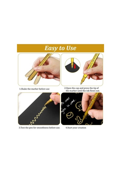 Lexroo 2li Gümüş Ve Altın Kalem Marker Altlık Kenarları Için, Reçine Varak Gold Kalem A25