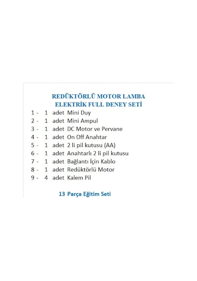 Redüktörlü Motor Lamba Elektrik Full Deney Seti