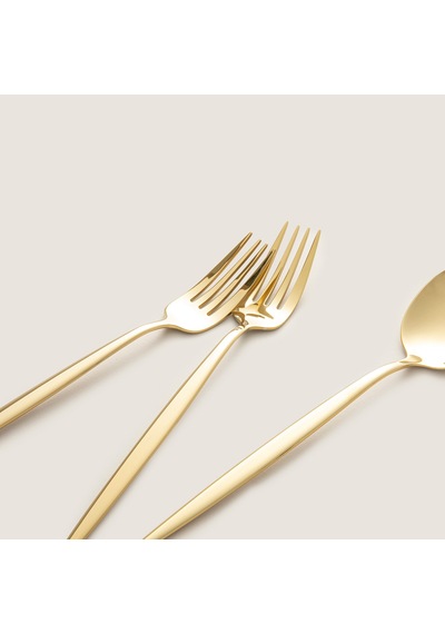 Belina 18 Parça Yemek Çatal Kaşık Bıçak Seti Parlak Gold