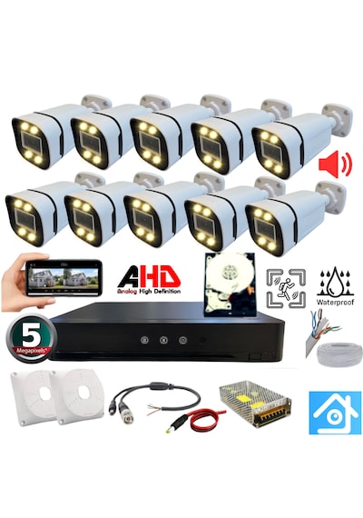 Arna 10 Kameralı 5 Mp Sesli Gece Renkli 250 Gb Hdd Dahil G.seti