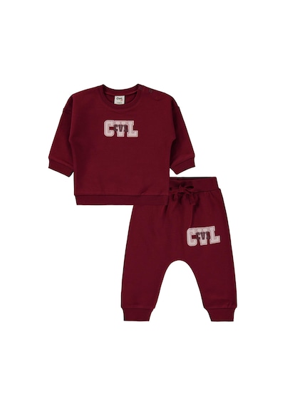 Civil Baby Cvl Baskılı 6-18 Ay Takım - Bordo Koyu Bordo
