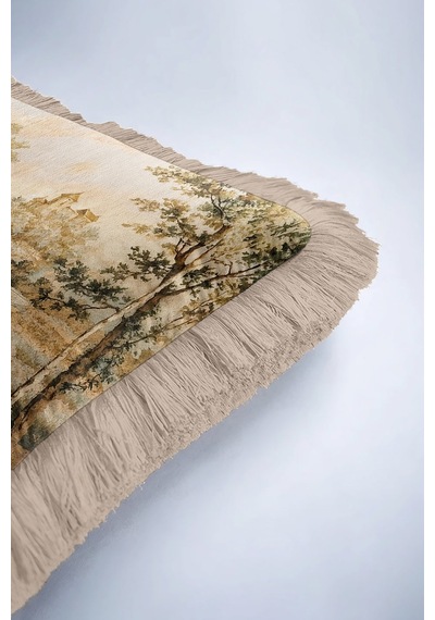 Vintage Saray Bahçe Tablosu Lüx Saçaklı Yastık Kılıfı-antik Klasik Bej Püsküllü Kırlent Kılıfı Pastel Orman Gri Vintage Saray Bahçe Tablosu Lüx Saçaklı Yastık Kılıfı-antik Klasik Bej Püsküllü Kırlent Kılıfı Pastel Orman Gri