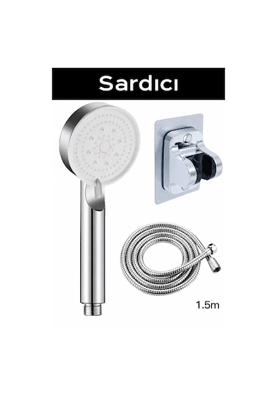 Sardıcı 5 Fonksiyonlu Krom Duş Seti 150 Cm Hortum Ve Yapışkanlı Askı