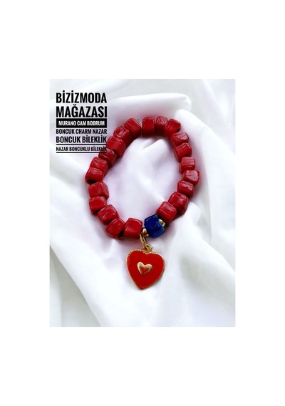 Murano Cam Bodrum Boncuk Charm Nazar Boncuk Bileklik Nazar Boncuklu Bileklik Kırmızı 11986965