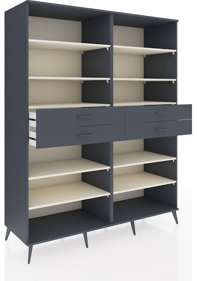 Kronos Gardrop 10 Raflı 4 Çekmeceli 176x59x221 Antrasit-aytaşı/antrasit Aytaşı/antrasit