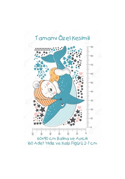 MSticker Balinada Uyuyan Ayıcık Ve Yıldızlar Çocuk Bebek Odası Sticker Seti