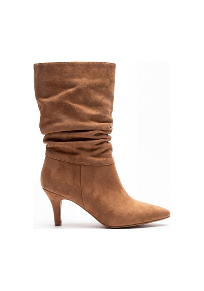 V.s.h Velvet Kama Kadın Süet Körüklü 7 Cm Topuklu Taba Yarım Çizme -2563