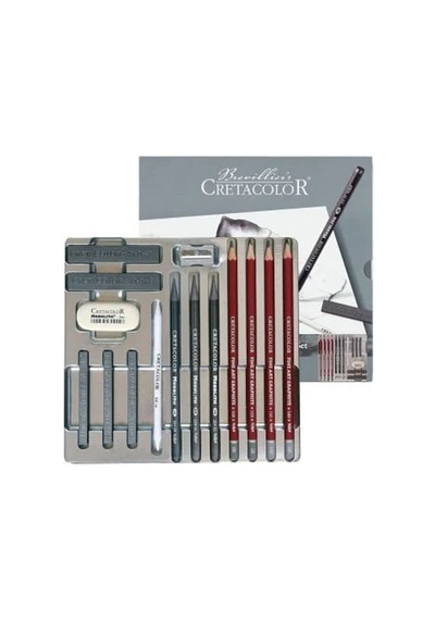 Cretacolor Silver Box Premium Eskiz Seti Metal Kutu 15 Parça 40018