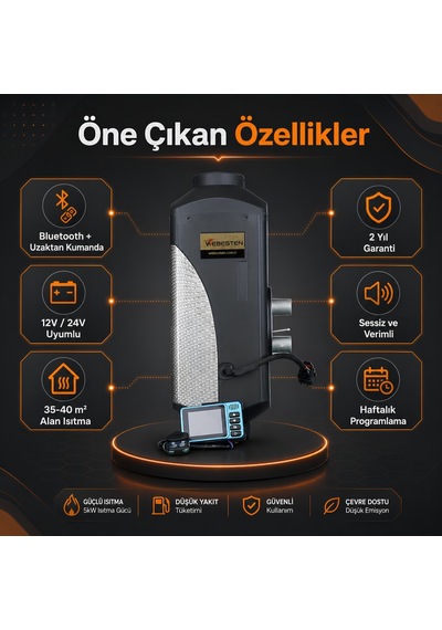 Webesten Wbs-nf-01 5kw Sabit Tip Dizel Isıtıcı 12v 24v Bluetoothlu