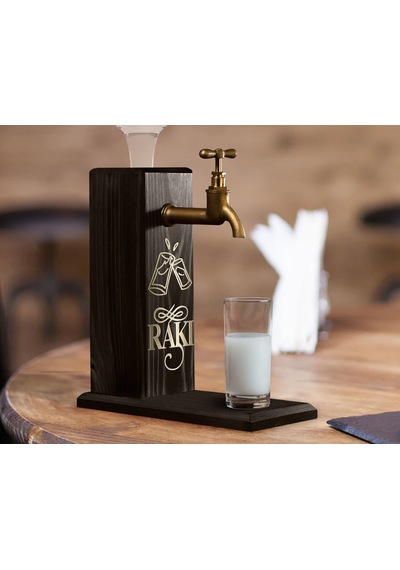 BK Gift Aynalı Altın Kabartma Musluklu Doğal Siyah(Ebony) Ahşap R
