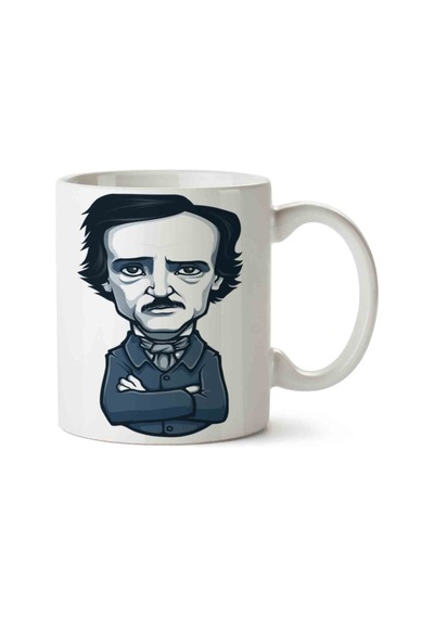 Edgar Allan Poe Porselen Kupa Bardak Beyaz