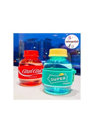 Mini Renkli Su Şişesi 350ml Figürlü Renkli Mini Suluk Matara 350ml Turkuaz