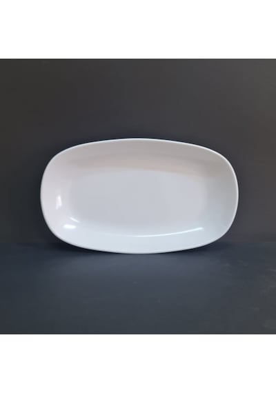 4 Adet Standart Melamin Kayık Tabak Orta Salata Tabağı 29x17 Cm - Beyaz Beyaz