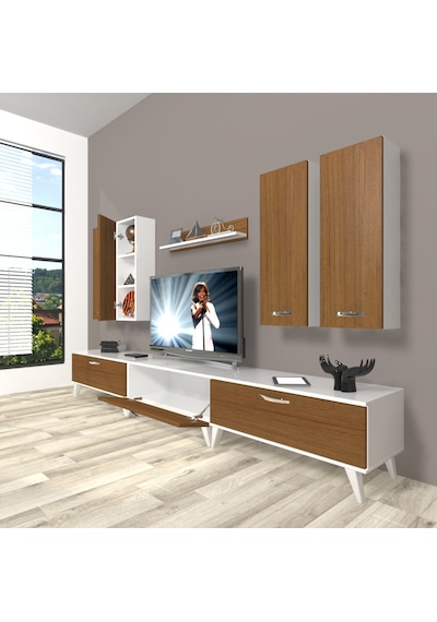 Decoraktiv Eko 8d Slm Retro Tv Ünitesi Tv Sehpası Beyaz - Ceviz