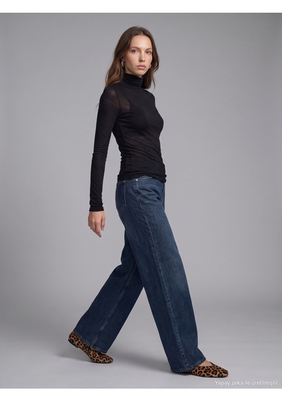 Dilvin 72358 Blue Black Geniş Pantolon-lacivert