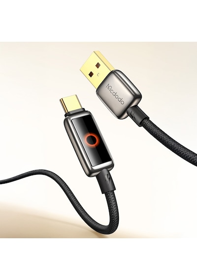 Mcdodo CA-6650 6A Usb Type-C Halo Solunum Işıklı Şarj Kablosu 1.2 M Siyah