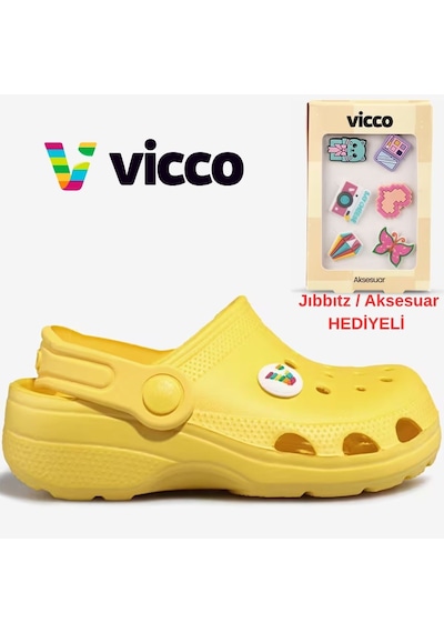 Vicco Didim Jıbbıtz Aksesuar Hediyeli Ortopedik Unisex Çocuk Terlik Sarı