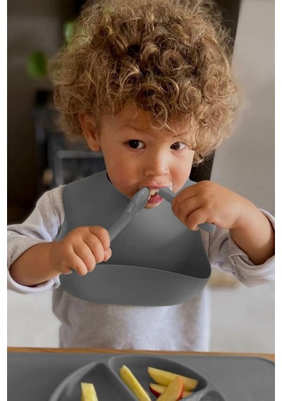 Meleni Baby 4'lü Silikon Mama Kaşığı - Diş Kaşıyıcı Bebek Beslenme Kaşığı Silikon Kaşık Bej, Pembe, Gri, Genel