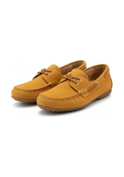 Ne&ve Shoes Hardal Süet Hakiki Deri Kadın Bağcıklı Loafer Ayakkabı