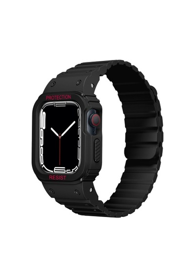 Apple Watch 38mm Uyumlu Krd-142 Airbag Tasarımlı Kasa Koruyuculu Silikon Kordon - Siyah