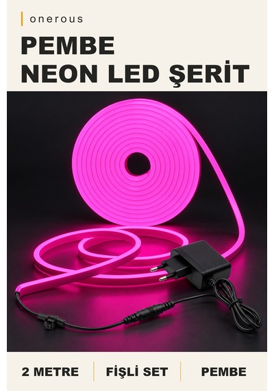 Onerous 2 M Pembe Neon Led Şerit, Fişli