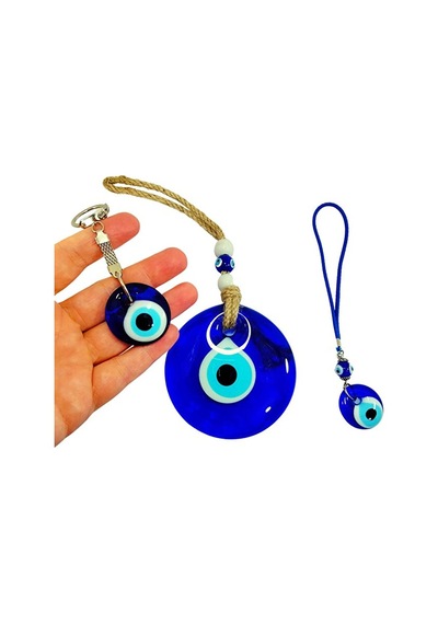 El Yapımı Cam Nazar Boncuğu Seti Duvar Dekoru Cam Anahtarlık Cam