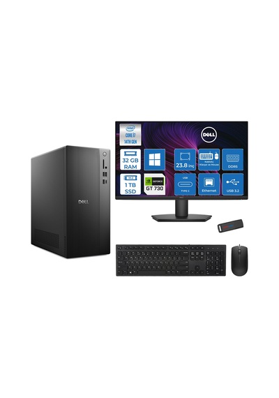Dell Tower Essential QVT1260 BTO-01400725P13 i7-14700 32 GB 1 TB SSD GT730 23.8" W11P Masaüstü Bilgisayar + USB Bellek