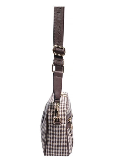 Silver Polo Sp1280 Kadın Çapraz Çanta Ekose Line Kare Kahve Sarı-kahve