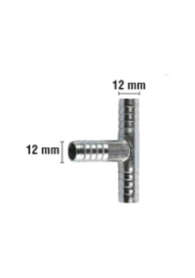 Rakor Metal T Tip Hortum İçin 12mm 2 Adet 5"