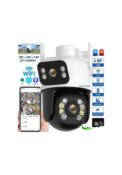 Speed Wifi Çift Kamera 2mp+2mp + 32gb Hafıza Kart Ile Birlikte