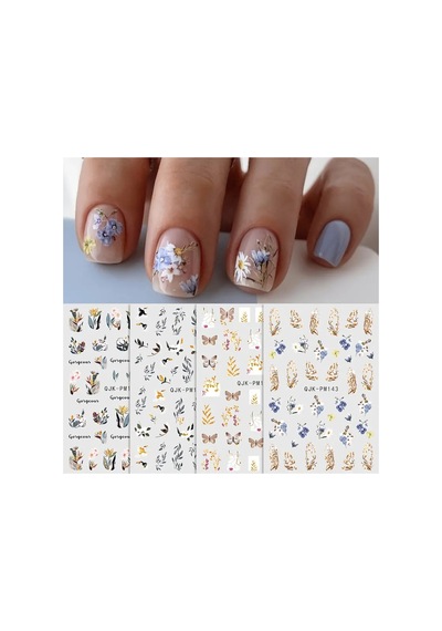 Nailist Floral Çiçekli Seri - Altın Yaldızlı Yapışkan Tırnak Sticker Nail Art Tırnak Dövmesi 16612590