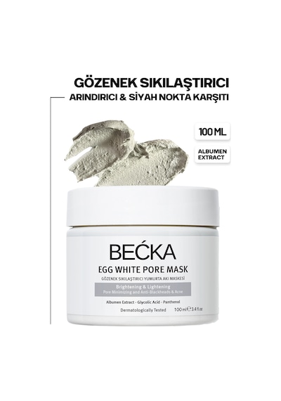 Becka Gözenek Sıkılaştırıcı Yumurta Akı Maskesi - Siyah Nokta Karşıtı Egg White Port Mask 100 Ml
